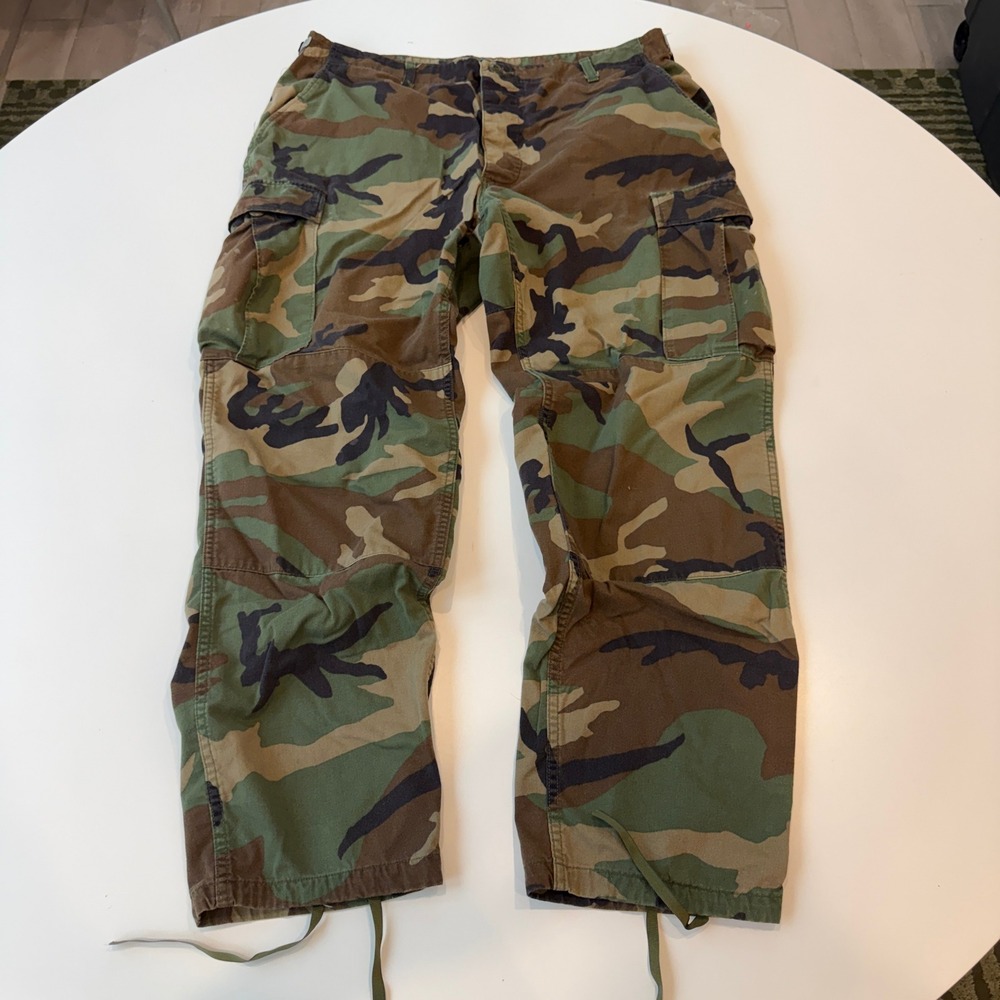 Military Issue BDU Woodland Camo Ripstop Cargo Combat Mens Large Regular